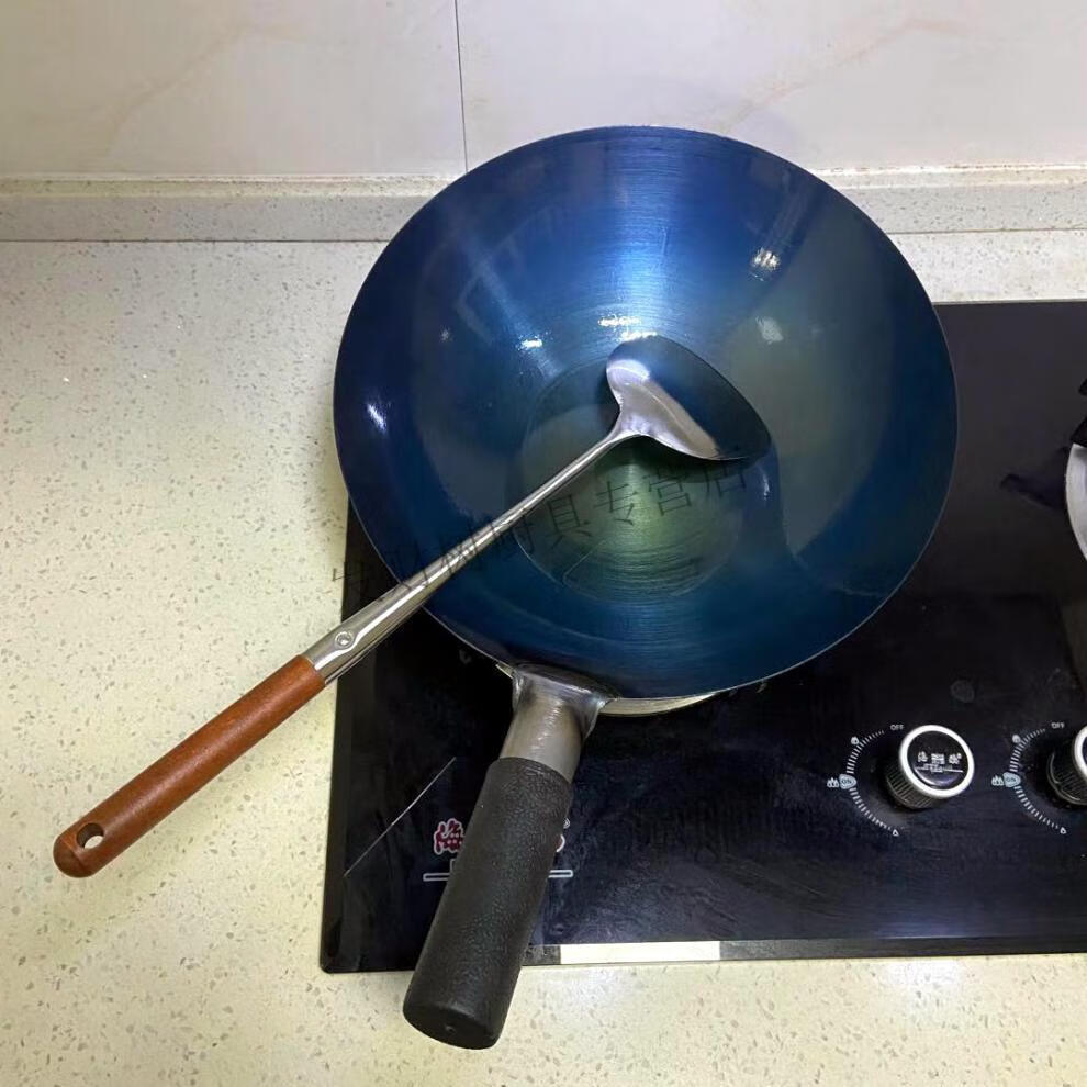 饭店厨师铁锅商用酒店家用老式炒锅煤气灶炒菜锅薄轻小 34cm章丘款