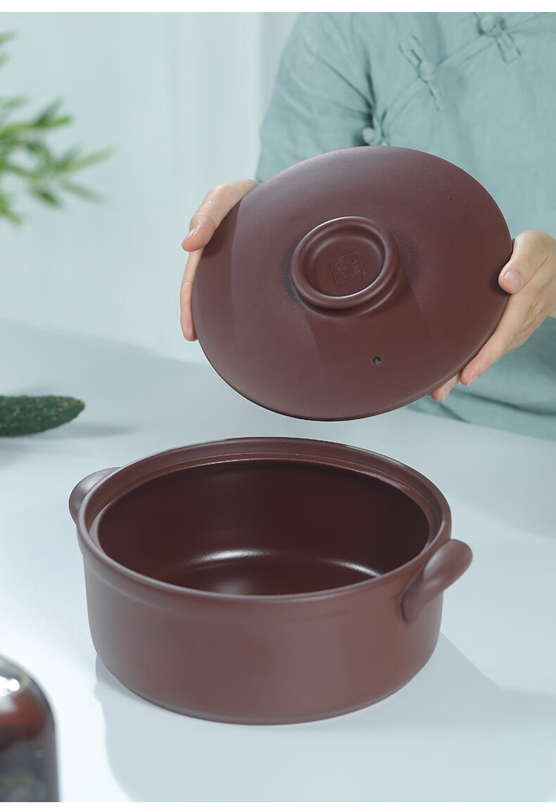 正宗宜兴紫砂锅 正宗宜兴紫砂锅明火不炸家用砂锅燃气紫砂炖锅无釉无