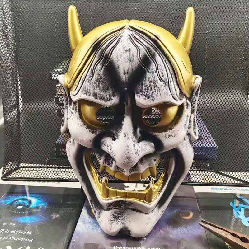 般若面具百鬼夜行兰陵王般若面具全脸cos男日本鬼武士鬼脸面具挂件