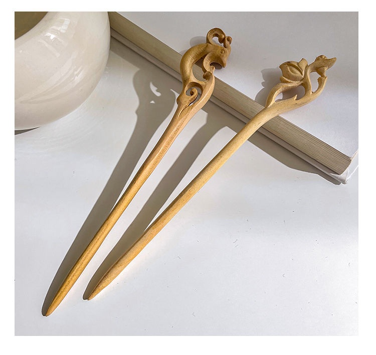 桃木发簪手工桃木簪子古风发簪女简约现代木质盘发钗子感头饰成品木簪