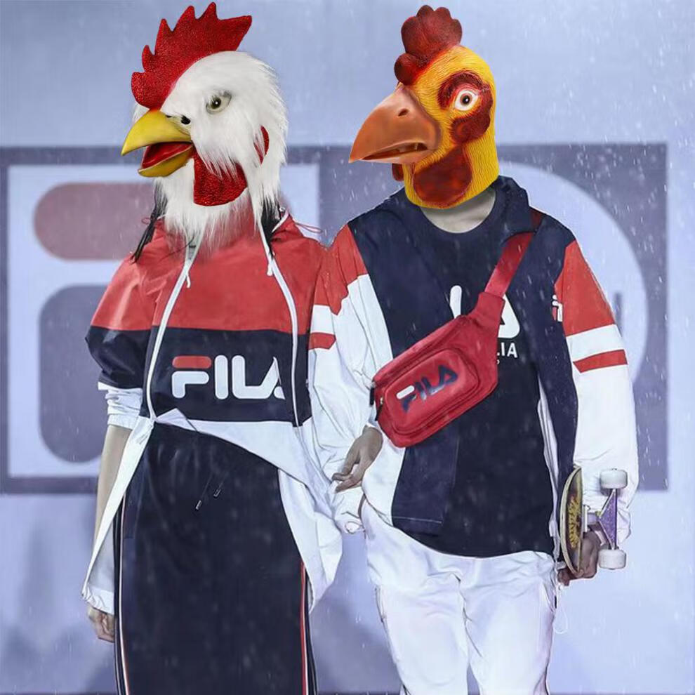 大公鸡头套 新搞笑毛绒公鸡面具乳胶公鸡头套动物道具万圣节化妆舞会