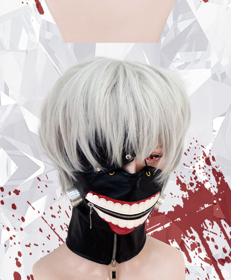 秀琴家东京食尸鬼喰种金木研cosplay假发假毛黑色白色银色原版银色假