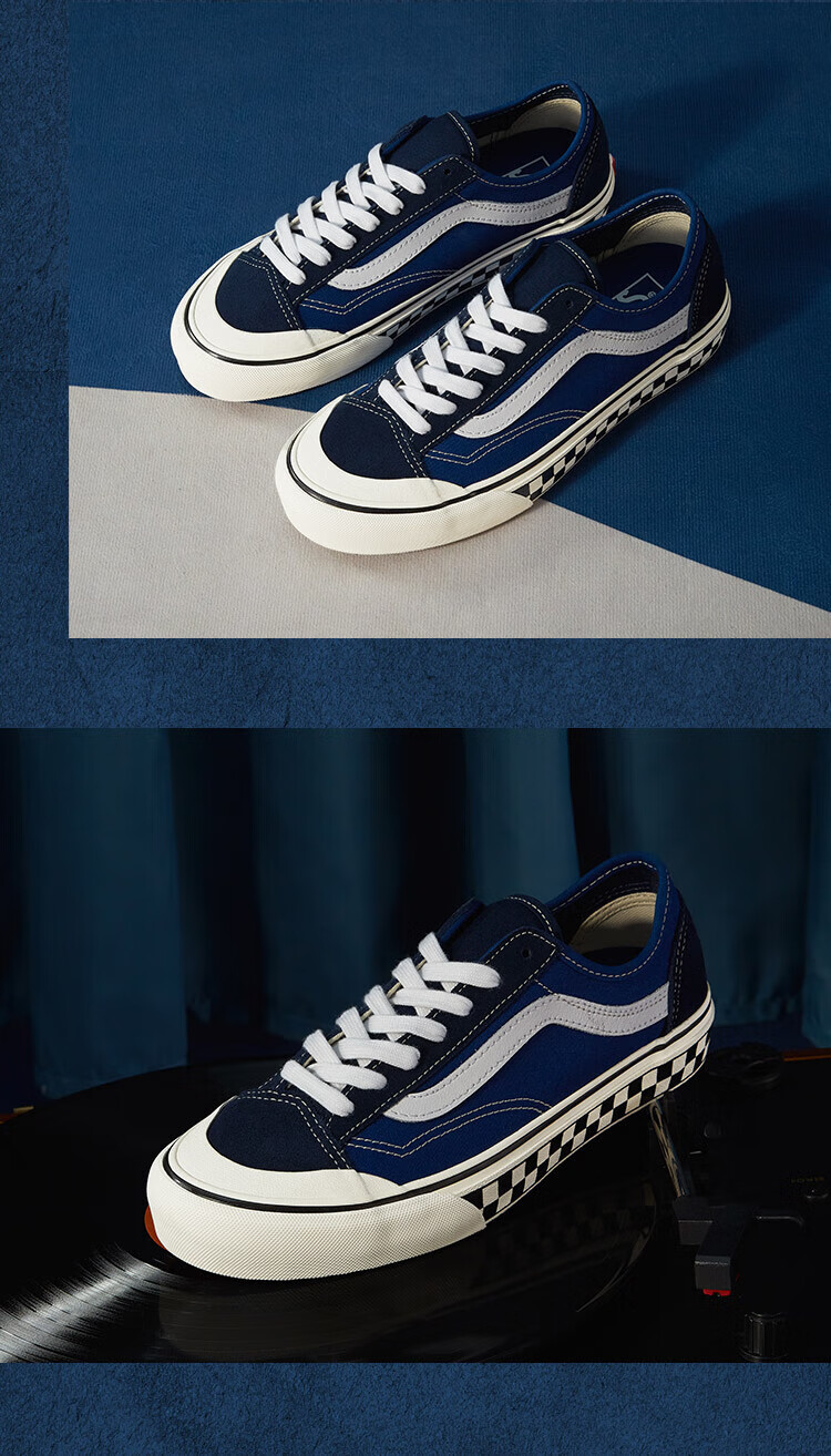 vans范斯品牌 style 36克莱因蓝棋盘格男鞋女鞋板鞋【商场同款】 蓝色