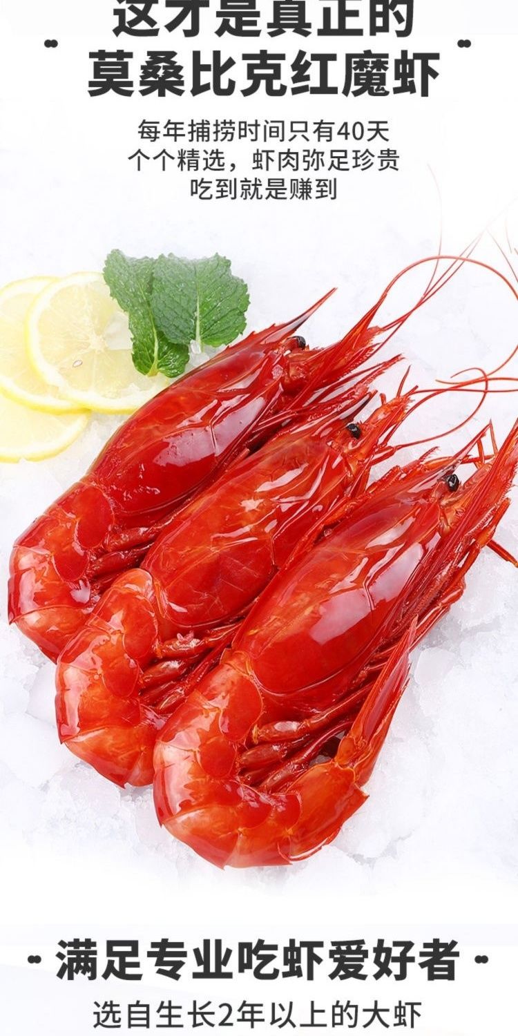 西班牙红魔虾6只超大新鲜刺身特大鲜活零号莫桑比克0号绯红虾 2斤装