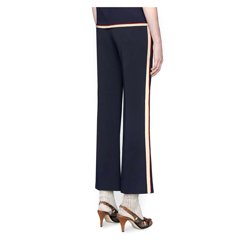 gucci古驰女装19春夏人造丝靴裤下装裤子休闲裤 蓝色524709 zkr01