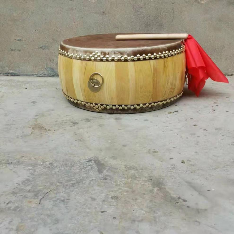 正宗黄牛皮鼓大鼓椿木白茬鼓锣鼓道士用实木乐器鼓小鼓堂鼓节奏鼓14寸