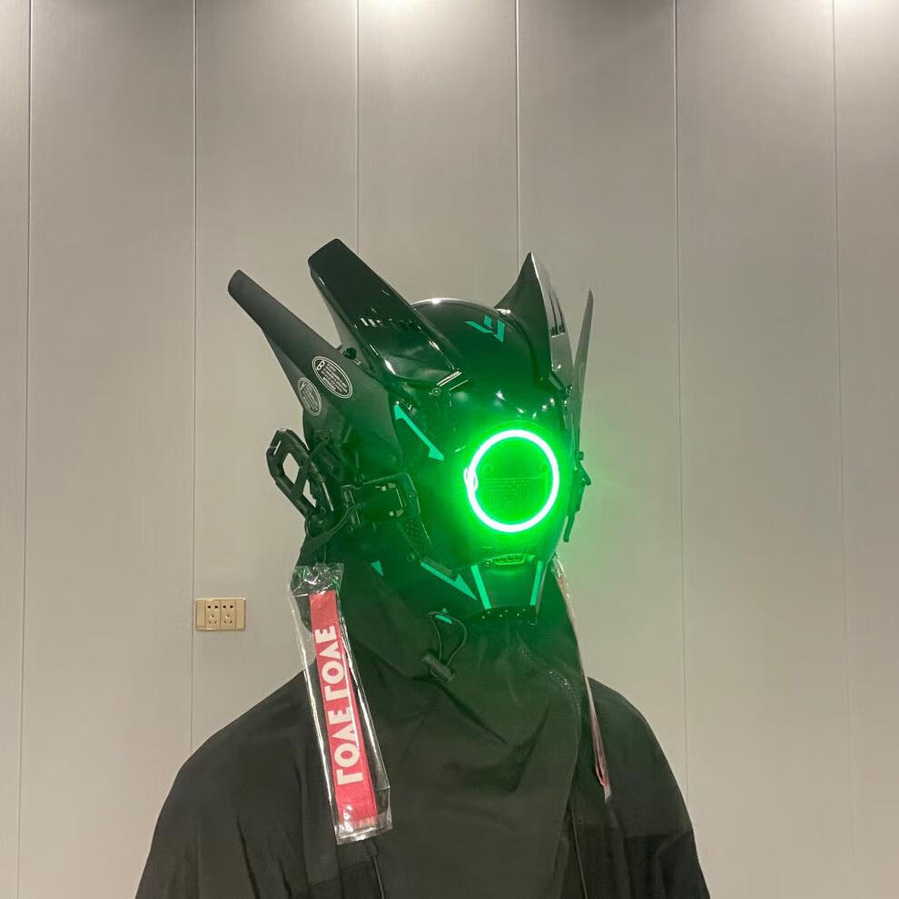 赛博朋克骑行头盔 赛博朋克面具铁血战士头盔面罩机能风科技感全脸