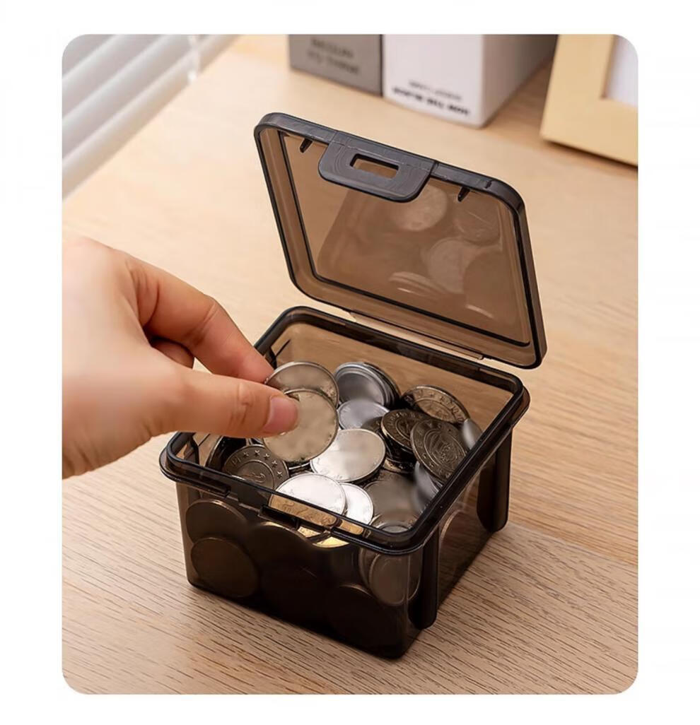 新现金收纳盒万元百元纸币收银保护盒硬币钞票盒收纳箱盒子纸钞盒透明