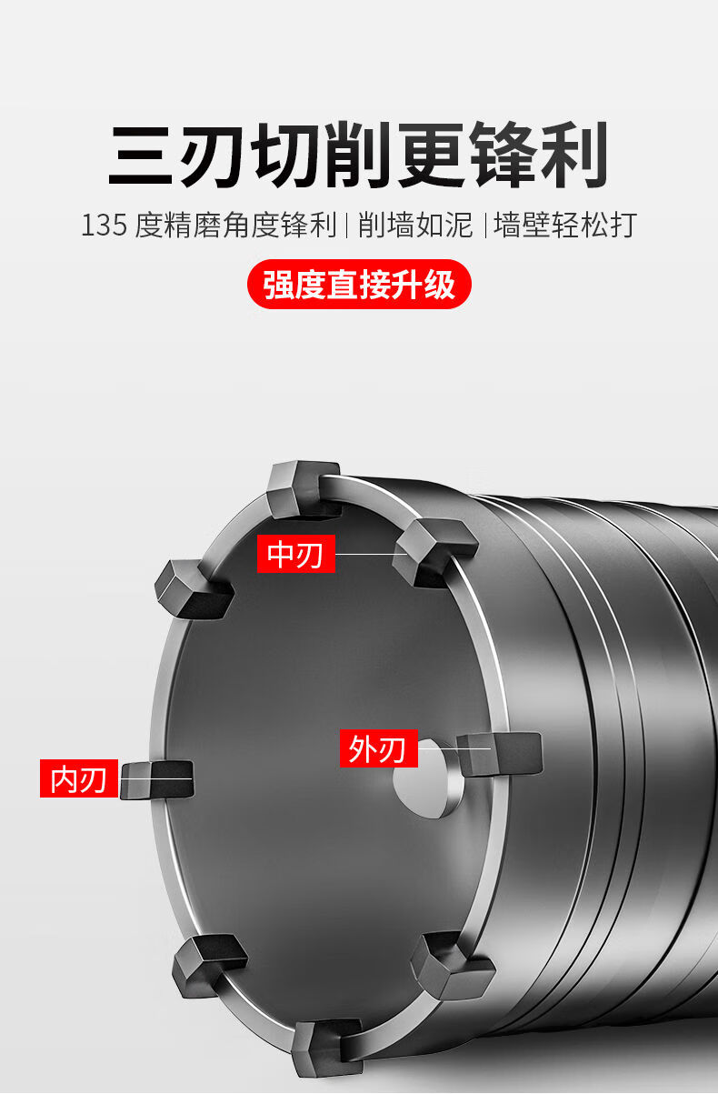 派诺特墙壁开孔器电锤钻头混凝土干钻管砖墙扩孔冲击钻头打孔多功能圆