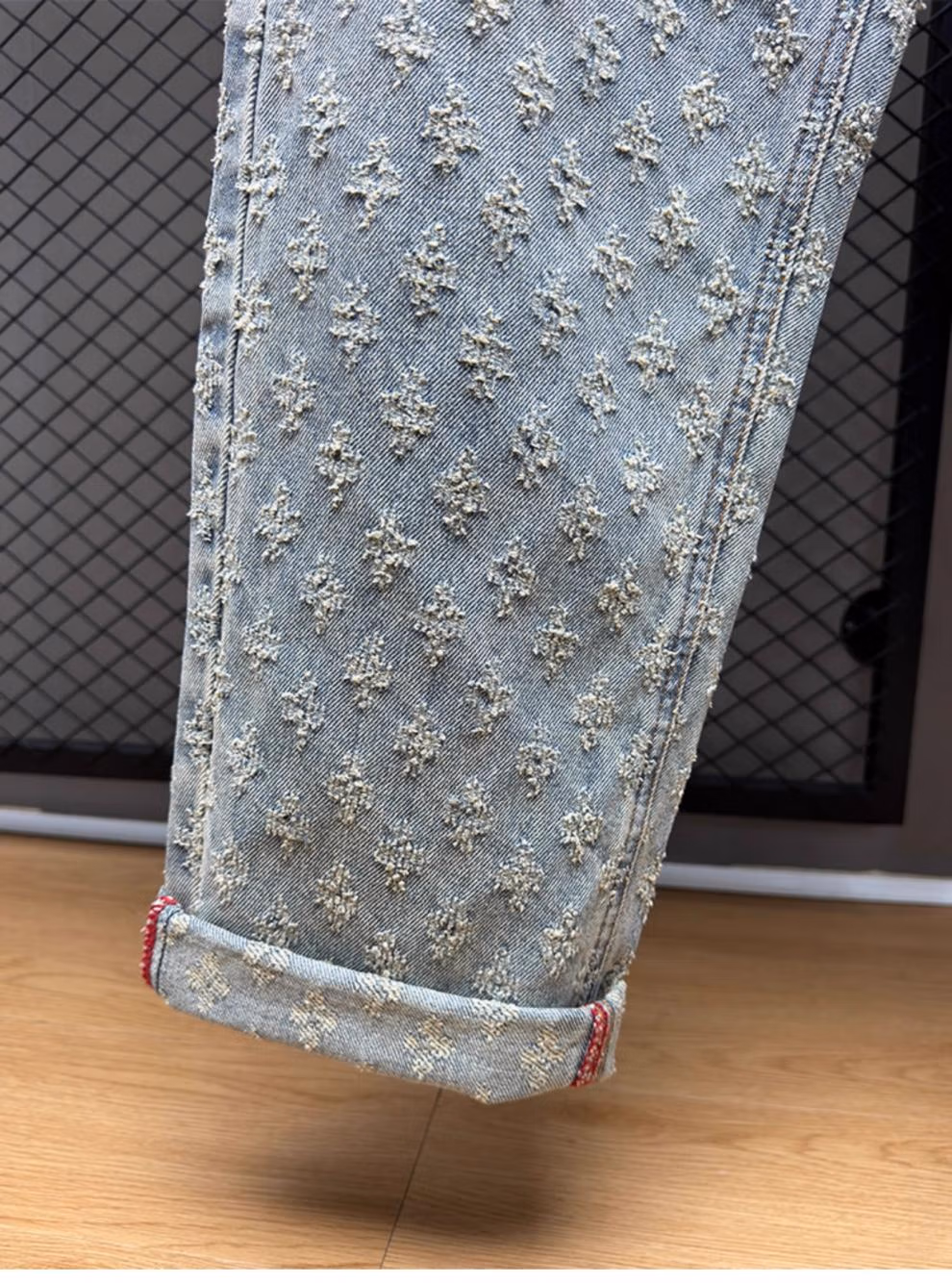 American Jacquard Old Jeans Men's Autumn And Winter Fashion Loose Design Straight Pants Youth Handsome Casual Pants, Blue 28_mkmklike.com