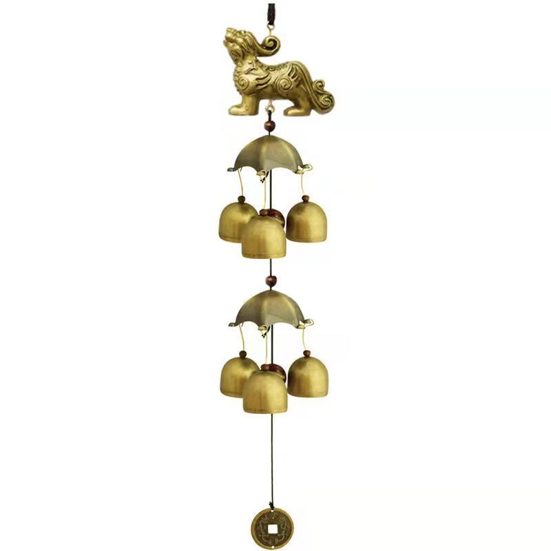 风铃麒麟真铜铃铛中国风铃车内房间风铃转运玄关挂件提示铃门铃单层