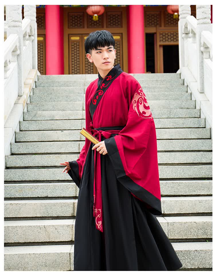 汉服男传统交领绣花唐武侠公子民族风广袖大袖衫学生毕业表演古外套装