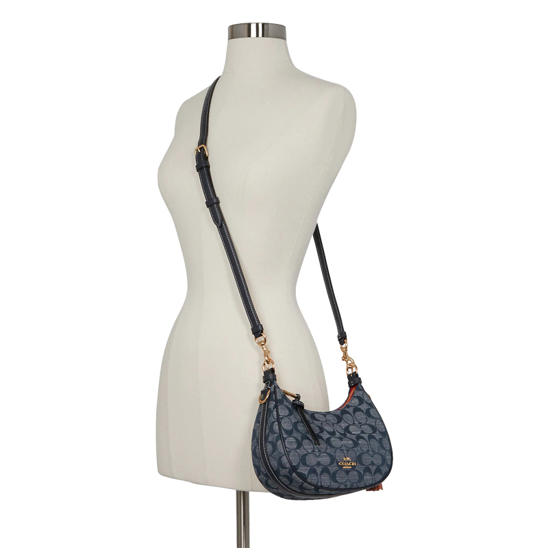 【coach蔻驰 】女包 kleo hobo 香布蕾女士月牙包 棕色logo c6809-ime