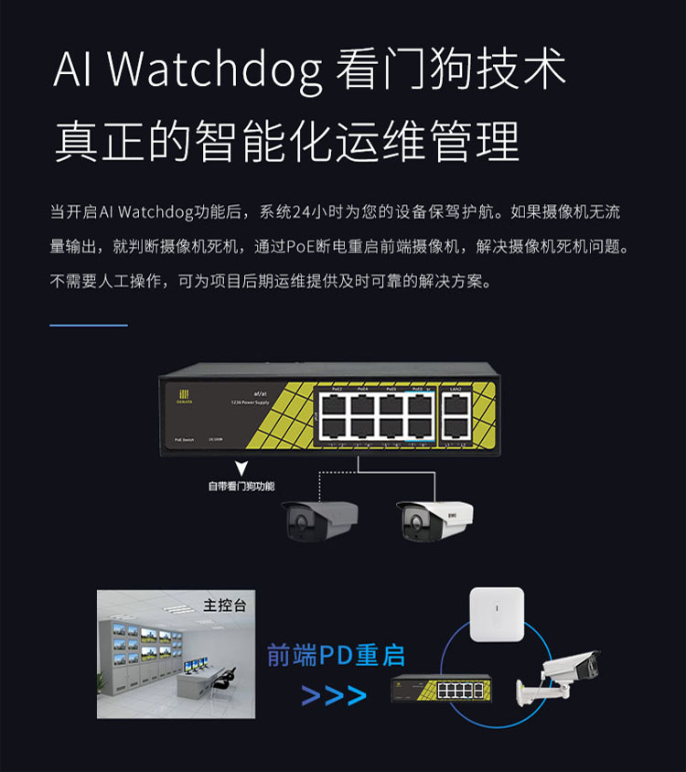 京闪配送桢田68101826口国标poe标准供电兼容海康大华poep1006g66口