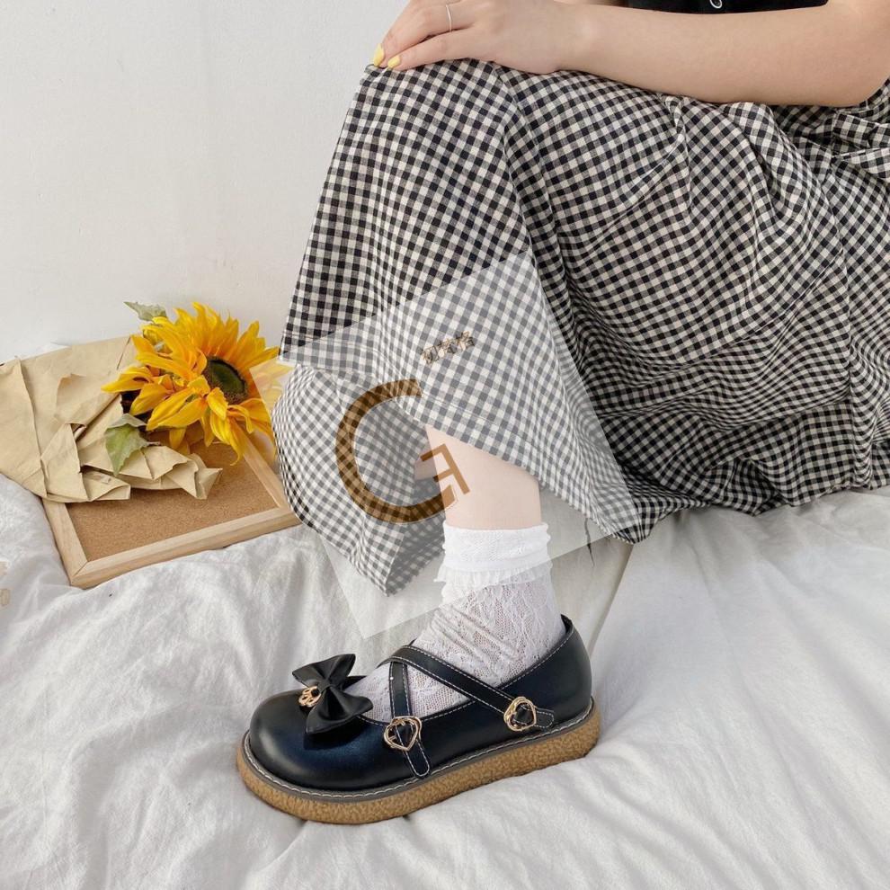 大头鞋女韩版jk鞋日系软妹基础款圆头蝴蝶结可爱学院风小皮鞋轻奢黑色