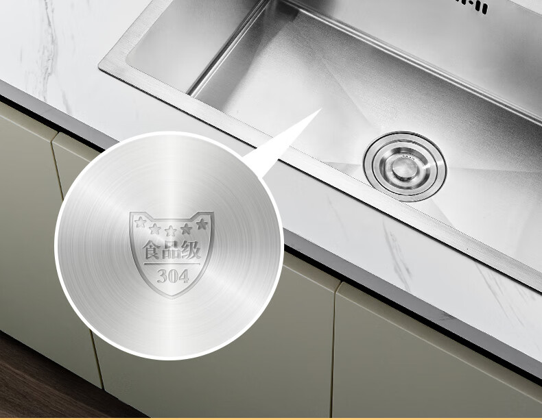 樱花水槽手工加厚水槽304不锈钢家用洗碗槽厨房大水池菜盆洗菜盆单槽
