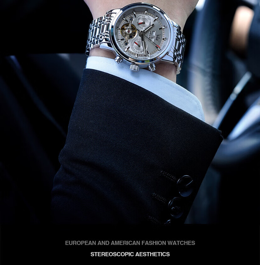 OLEVS Swiss Certified Men's Mechanical Watch Automatic Skeleton Tourbillon Multifunction Genuine Men's Watch 11
