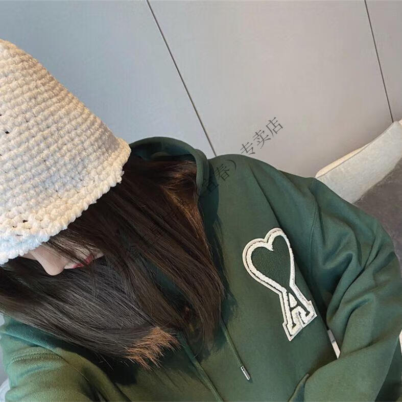 ami川久保玲爱心刺绣桃心a连帽卫衣宽松休闲潮牌情侣装长袖男女外套