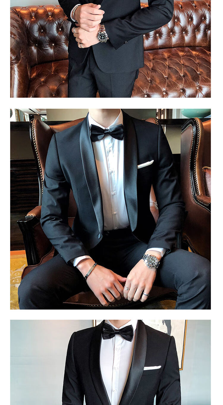 男士结婚塔士多主持人正装演出燕尾服晚礼服伴郎西服套装轻奢新款男装