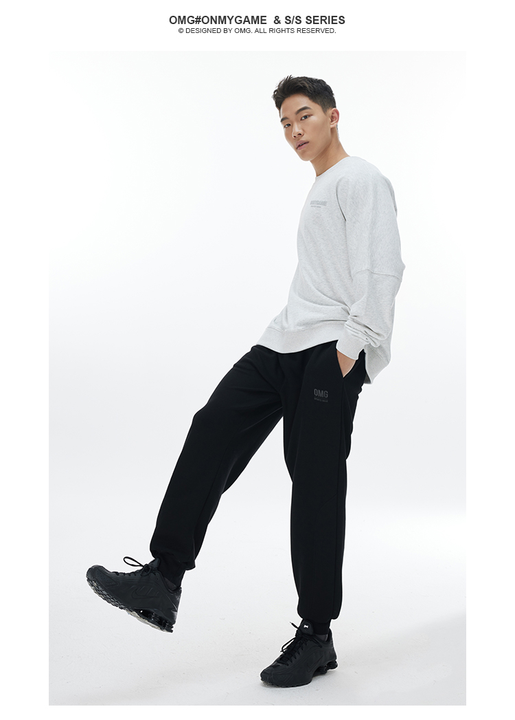 omg潮牌 运动卫衣男士字母发泡印花套头衫休闲圆领上衣打底衫宽松花 