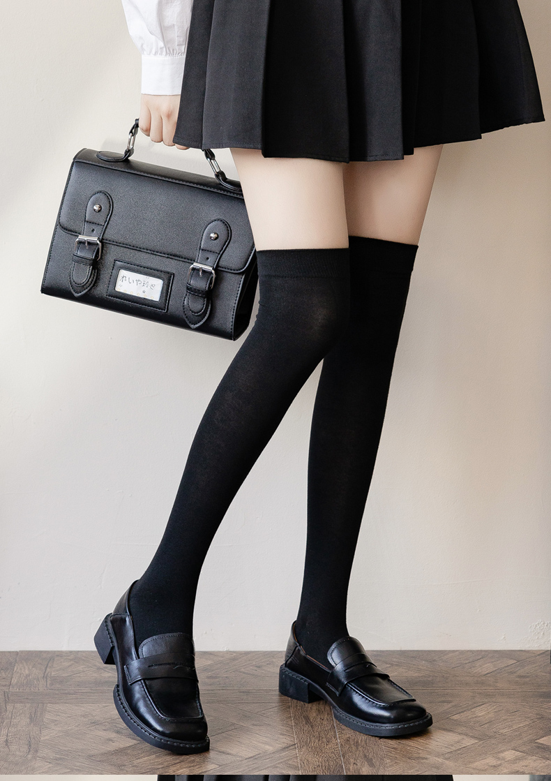 女士jk过膝春秋款高筒秋冬小腿袜黑秋冬季长筒ins潮 黑色5双(中筒袜)