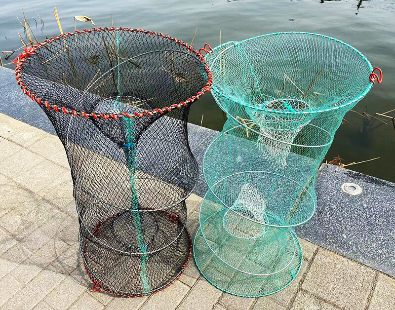 鱼笼地网渔网弹簧折叠螃蟹笼子海用扑虾笼圆形黄鳝鱼网捕鱼工具自动x