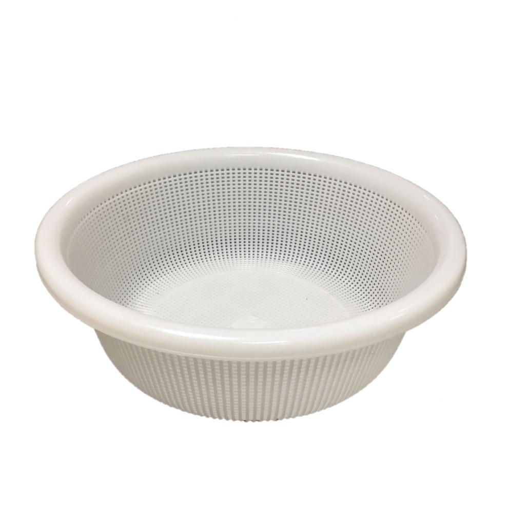别颖白色塑料圆筐厨房塑料篮子圆筛细孔密眼圆箩蔬菜篮子收纳筐洗米筛