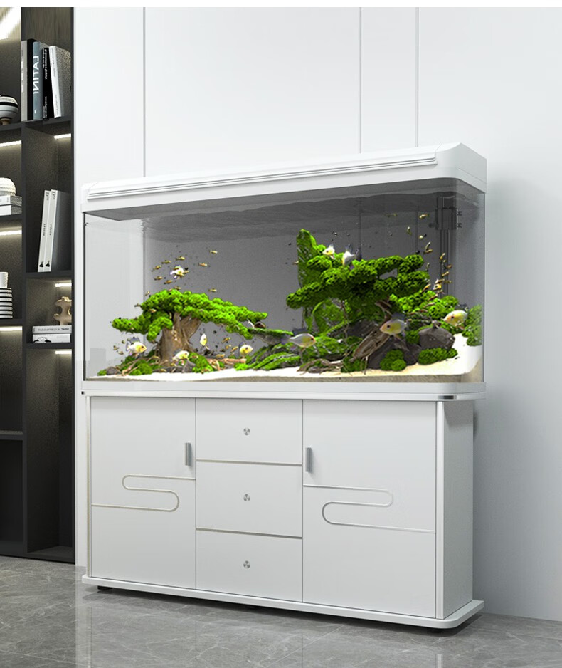 鱼缸客厅小型带柜子超白玻璃生态免换水家用金鱼缸造景水族箱新款 620