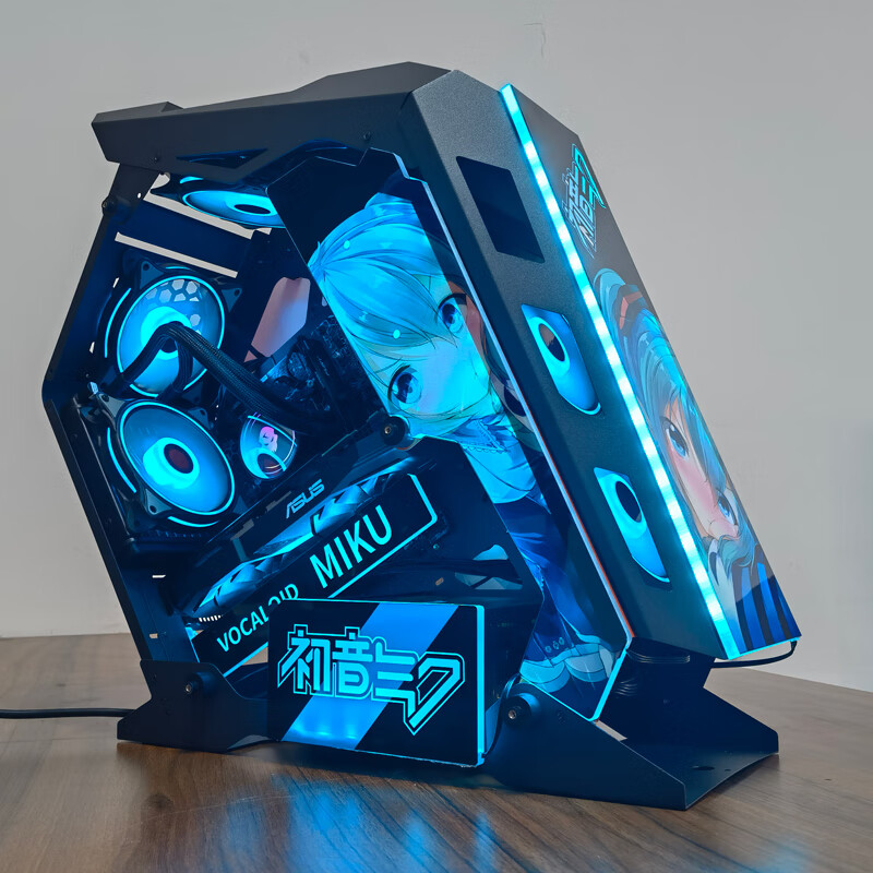 电脑机箱异形小咖plus卡通异形台式电脑机箱电竞游戏网咖240/360水冷