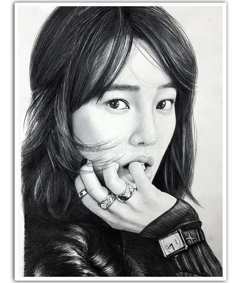 用名字画画 素描画像定制手绘彩铅画代画人物画肖像画真人照片转手绘