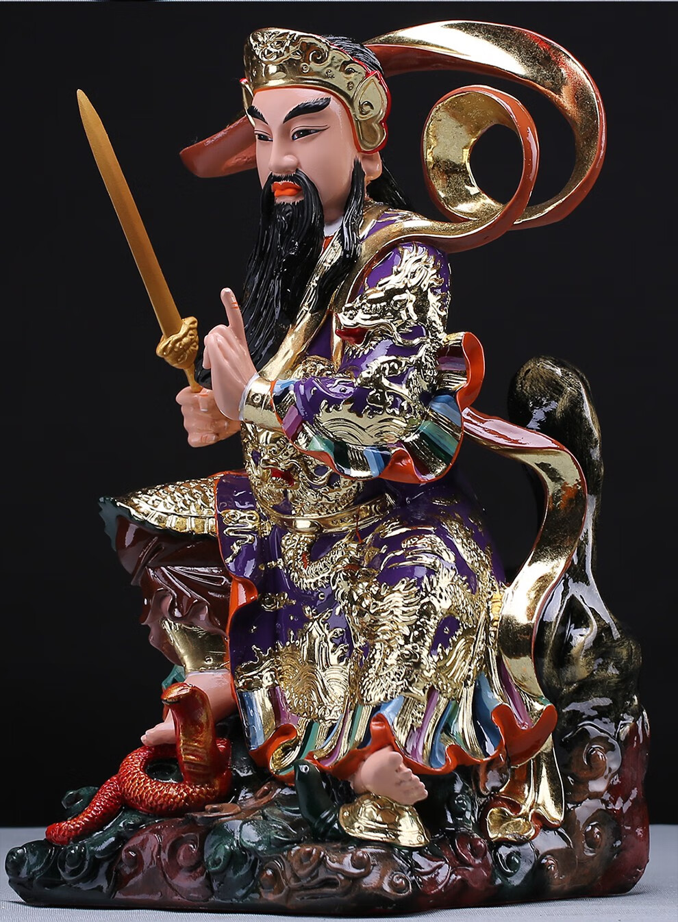 大帝玄武大帝真武帝君真武大帝神像 玄天上帝单尊(极彩)16寸【图片