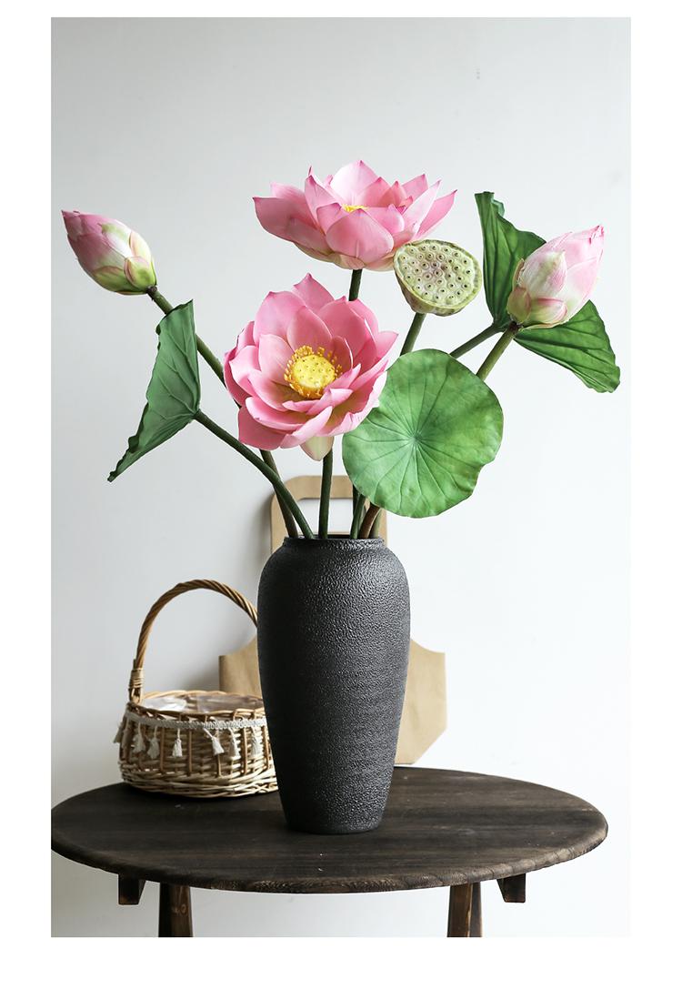 荷花仿真花手感pu荷叶莲蓬客厅花艺摆设插花佛堂供佛假花摆件装饰