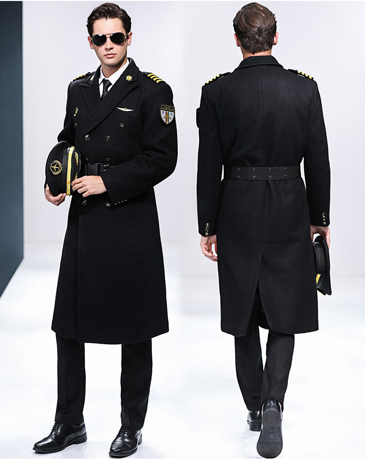 酒店礼宾服冬季大衣 航空制服飞行员服职业装 毛呢大衣男长款修身加厚