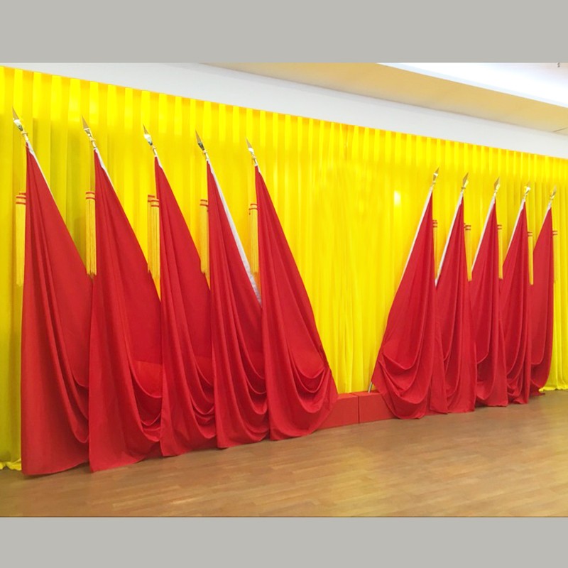 大礼堂旗套装办公会议室背景旗组合会议礼堂旗红旗背景墙幕布大型悬挂