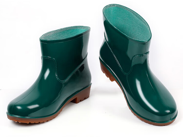 中帮雨鞋女防水防滑短筒水鞋雨靴厨房洗衣清洁干活胶鞋套鞋 玉蓝【无