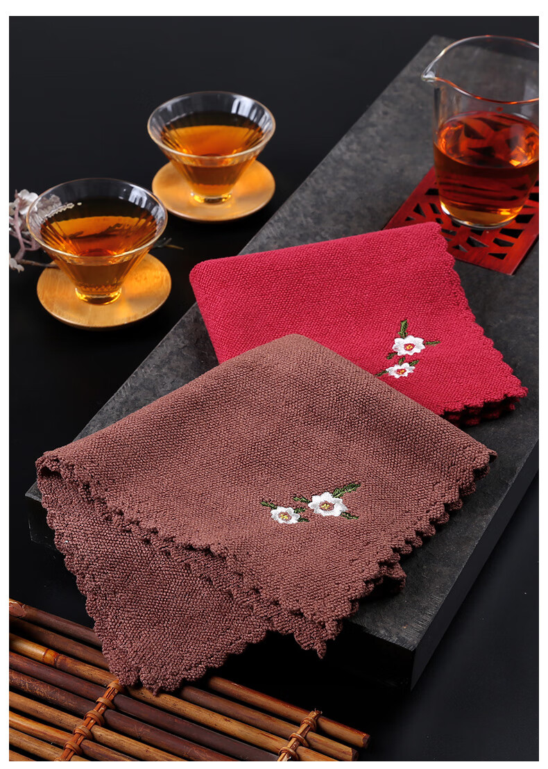 茶布茶巾布禅意吸水功夫茶具专用加厚毛巾茶台茶几抹布养壶巾布垫 1条