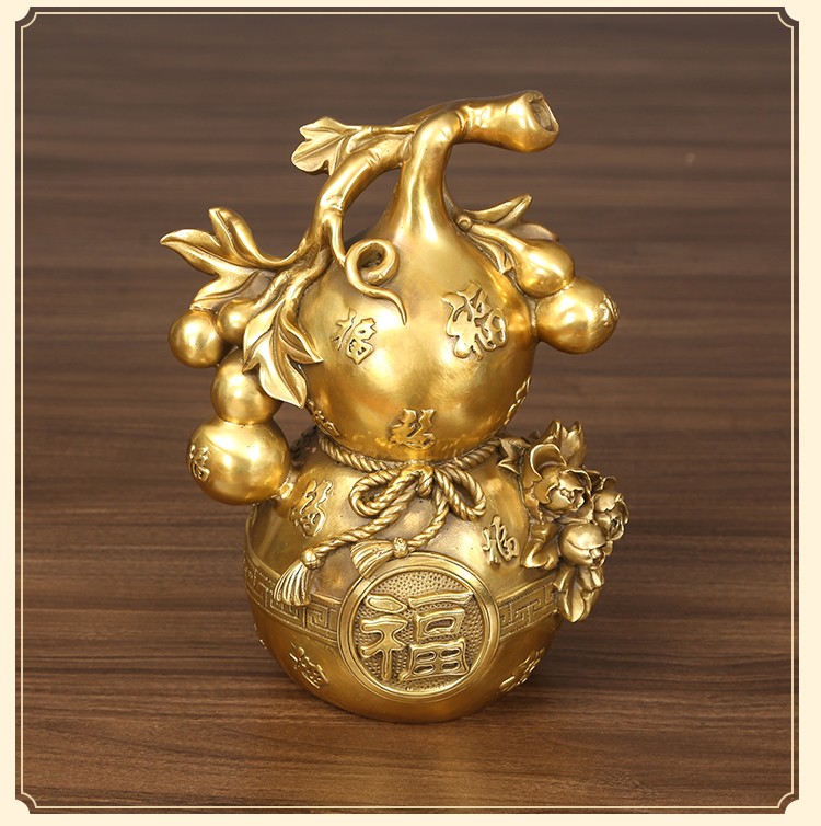 多子福葫芦纯铜葫芦摆件客厅办公室家居工艺品乔迁开业礼品