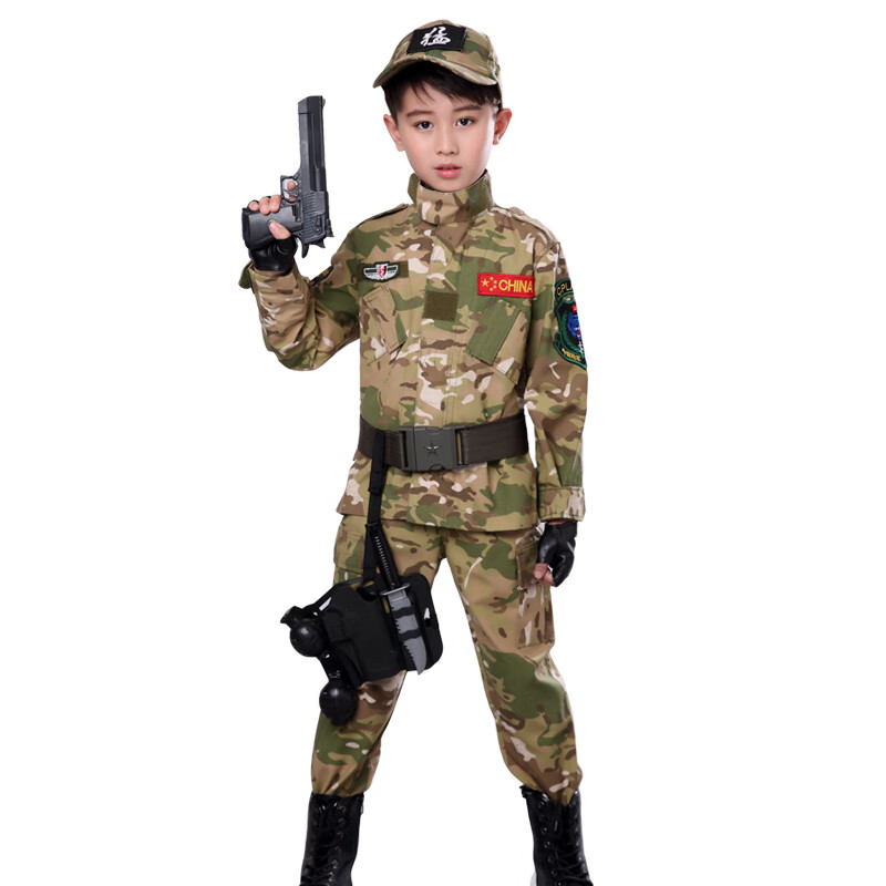 儿童迷彩服装真人cs特种兵反恐军维和部队军训战狼同款 鸭舌帽上衣长