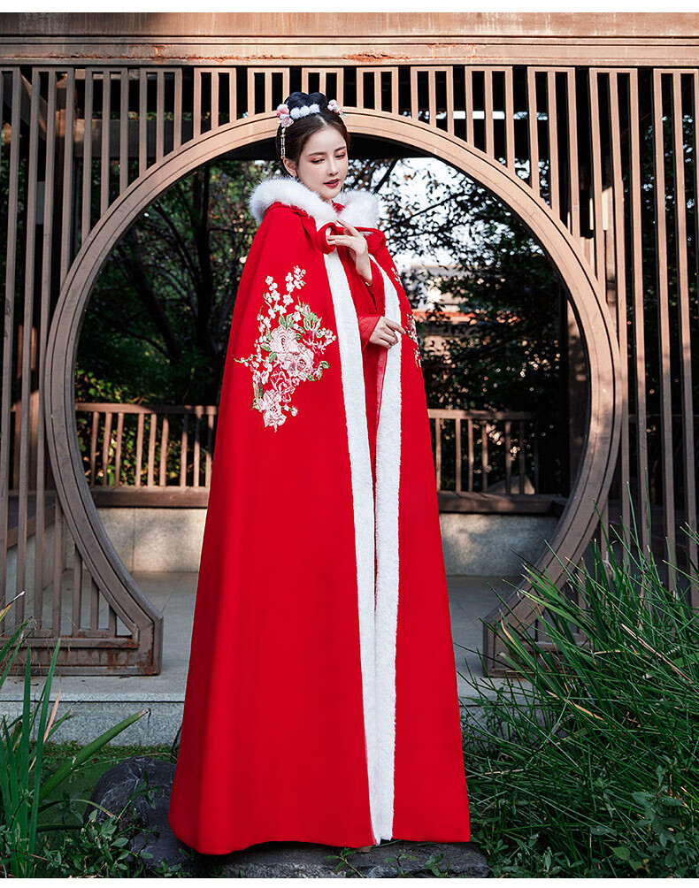 裳厢记汉服斗篷 古装汉服女冬季长款古风斗篷披风披肩加厚加绒保暖毛