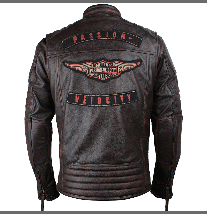 哈雷风骑行服男夏季皮衣士头层牛皮立领复古做旧欧美风哈雷重磅机车