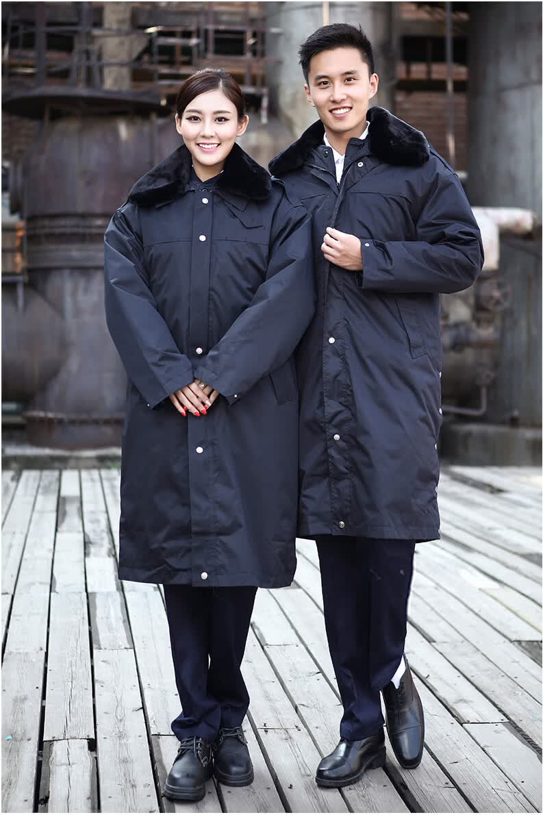 保安服大衣冬季加厚保安大衣勤务棉大衣加长款大衣户外防水保暖棉衣