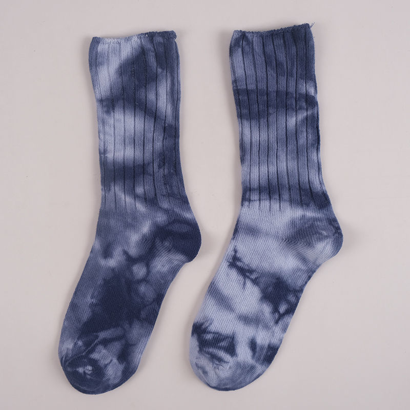 扎染袜子中筒袜渐变粗线袜欧美街头ins潮渲染男女篮球运动袜长袜a自选
