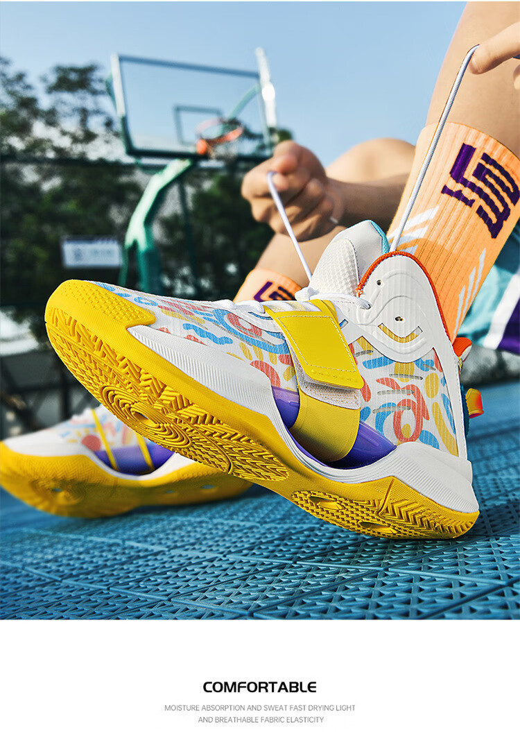 镂空减震魔术贴设计中学水泥地运动鞋四代大童运动体育户外 绿白椰子