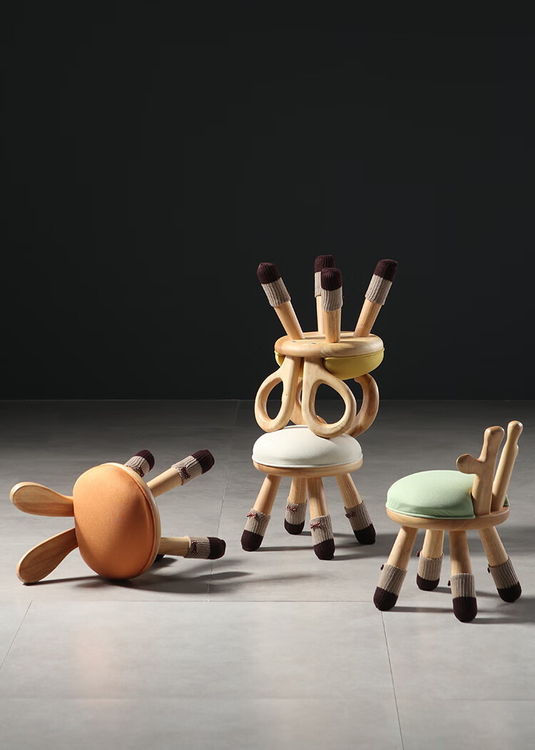 萝溪家用靠背板凳动物椅创意可爱凳子简约矮凳幼儿宝宝实木椅子奶牛宝