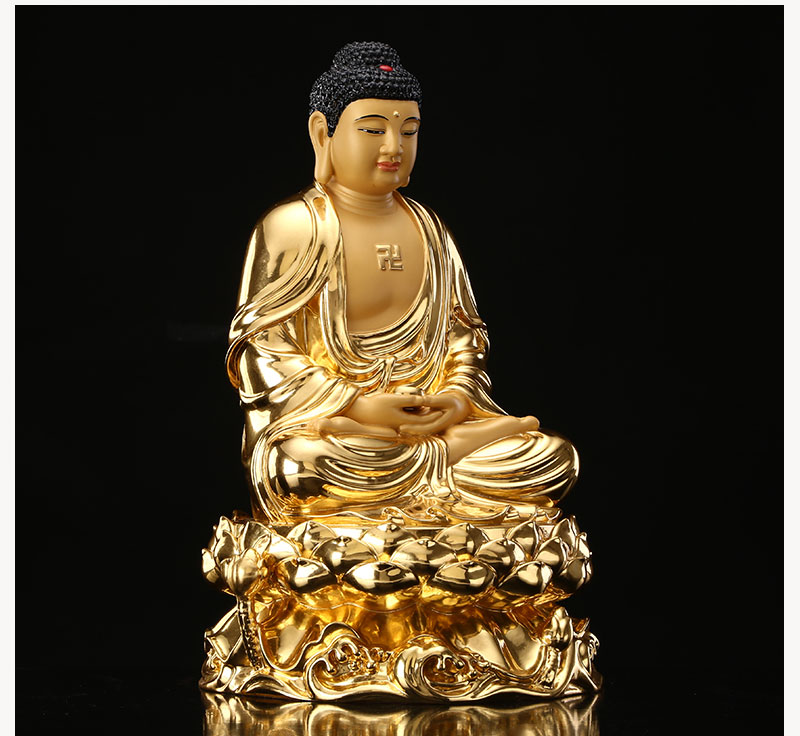 阿弥陀佛像供奉家用台湾铜贴金释迦牟尼佛像如来佛祖三宝佛像摆件 24