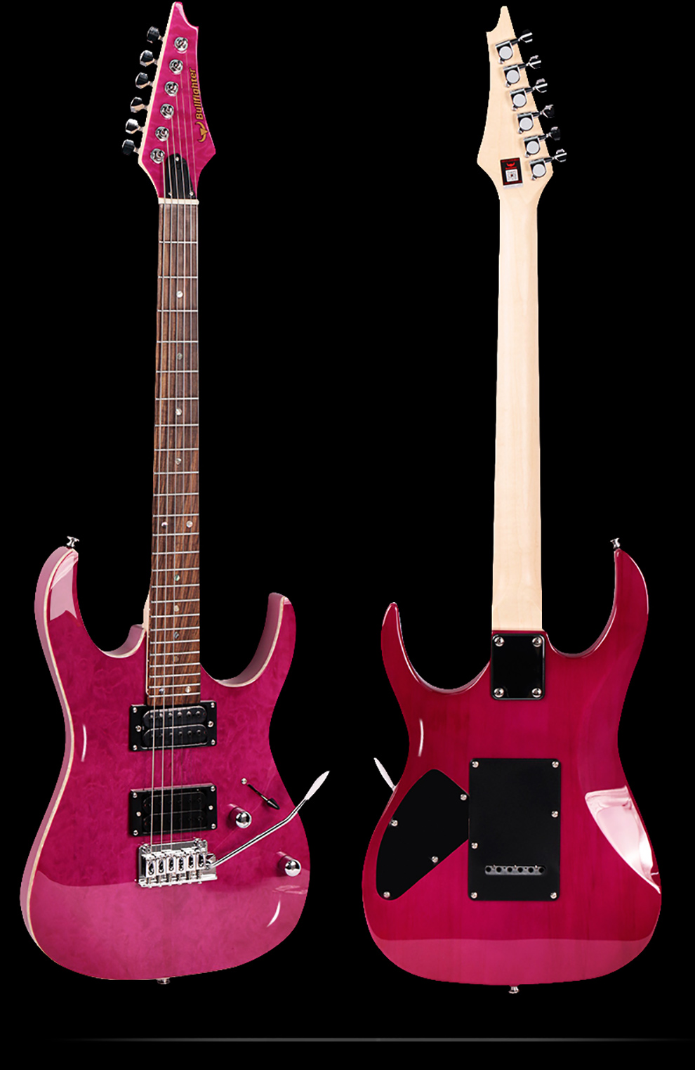 斗牛士小双摇电吉他d-210电子吉他初学者入门演出演奏级套装 透明黑