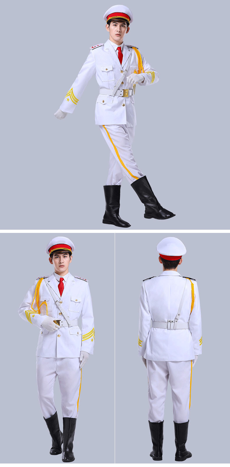 中学护卫队升旗手服装成人升旗仪式礼服班护旗手演出 女藏青11件套