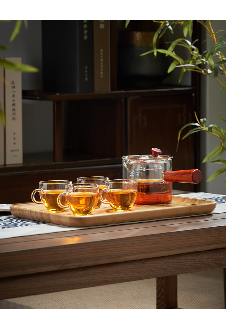 玻璃罐罐茶电炉子茶炉小型烧杰霆 侧把壶550ml 电热炉800瓦 4直把杯 b