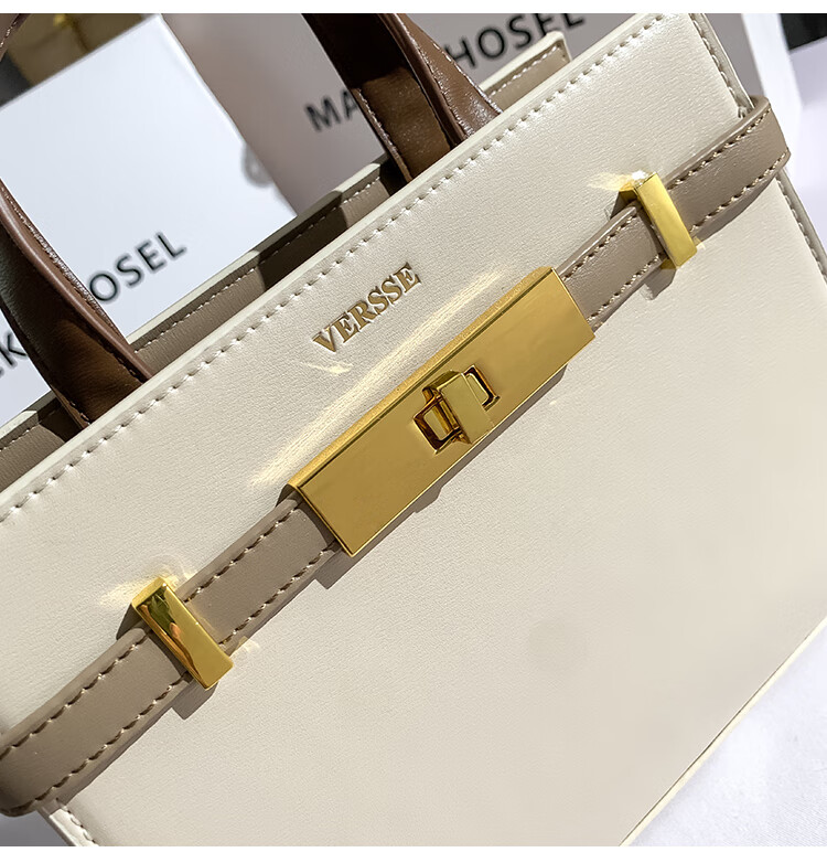 香港mackjhosel夏季真皮大容量感手提包包女2022新款潮斜挎包 黑色