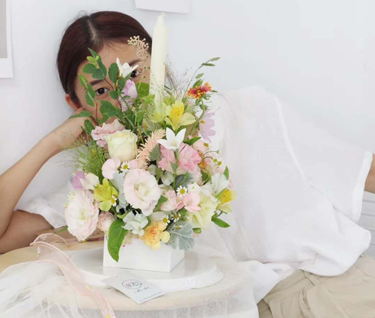 花束包装盒韩式手捧花盒pvc透明开窗插花圆柱形抱抱桶鲜花蛋糕盒透明